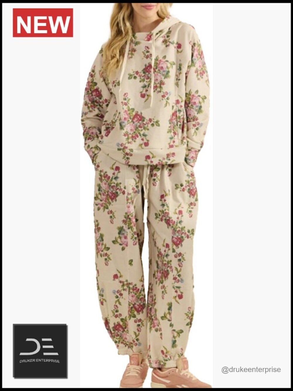 Long Sleeve Hooded Oversized Sweatshirt Drawstring Wide Leg Sweatpants